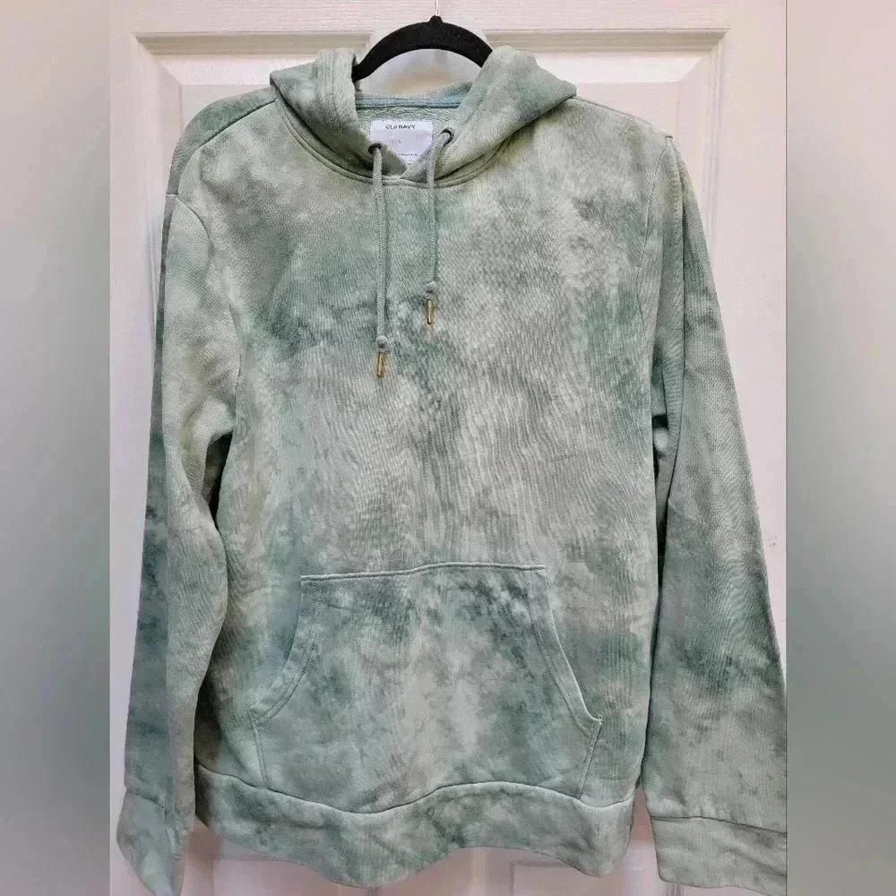 Old Navy Women's Sage Green Tie Dye Hooded Sweatshirt Size Large
